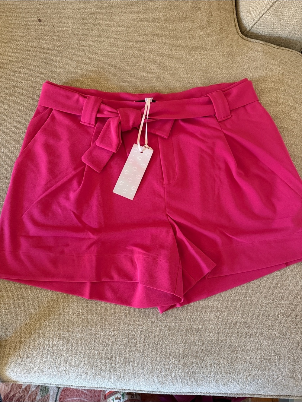 Curations X Amy Morrison Pink Walking Shorts Bow Tie Waist Flowy Breezy 1X